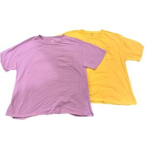 LOT OF 2! GAP O/sized Pocket Crewneck Tee Wmns XS/S Lavender&Cantaloupe